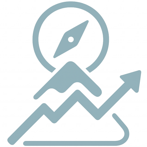 Webseiten Icon, Logo von Life of Gerrit Blog, Kompass, Berg, Chartpfeil, Wachstumspfeil nach oben