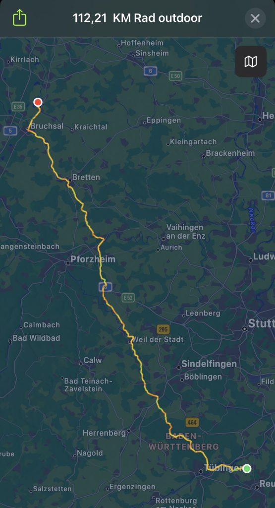 Aufgezeichnete Radtour auf Apple Watch