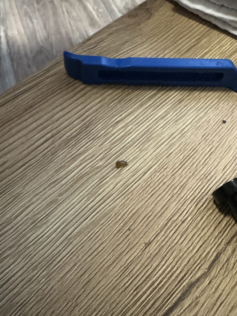 Glasscherbe, welche für den Platten im Vorderreifen die Ursache war